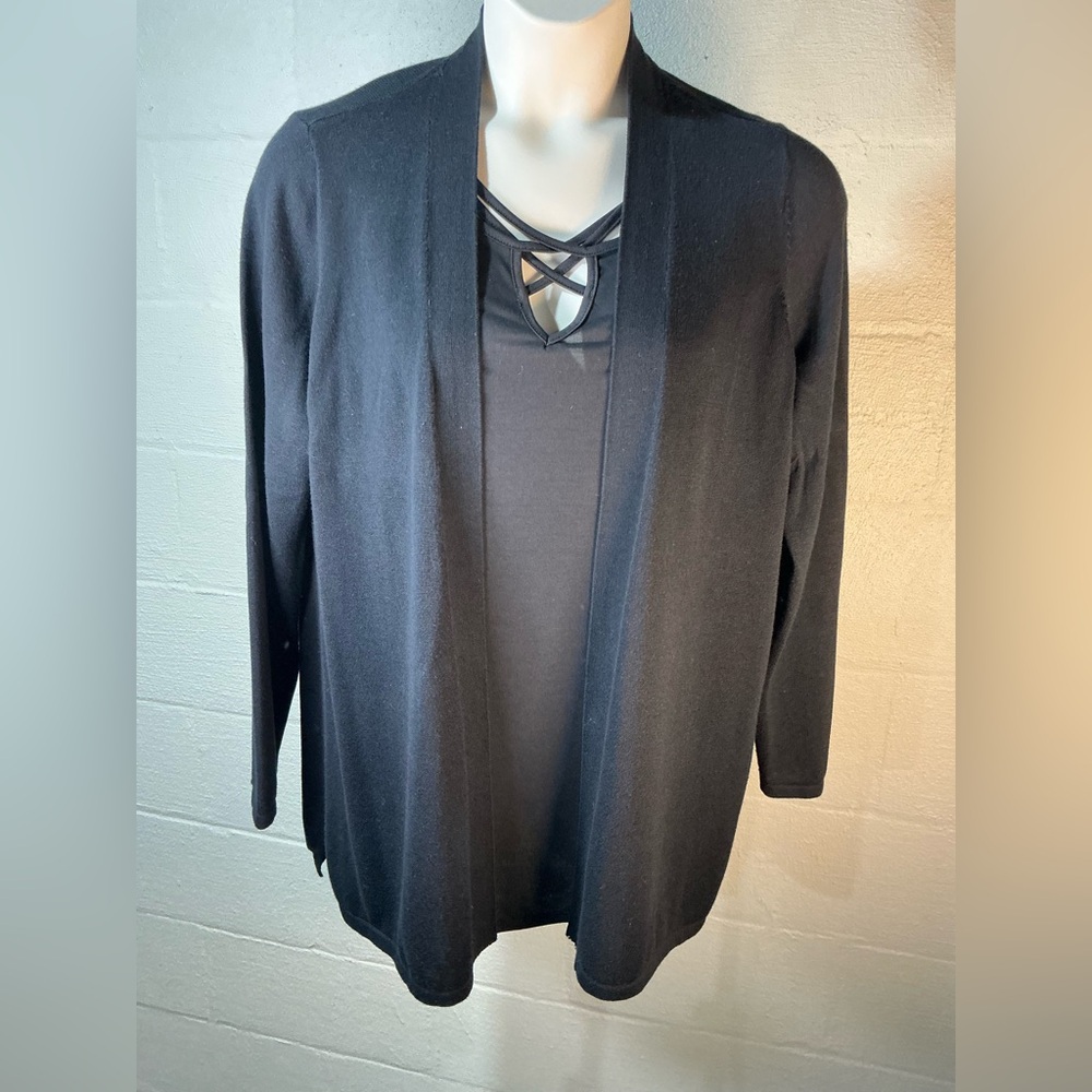 Croft &‎ Barrow Women's 2X Black Long Sleeve Open Cardigan